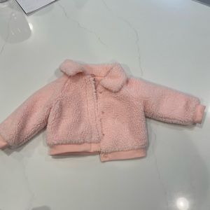Janie and Jack pinky peach fuzzy jacket. Size 12-18. Never worn.
